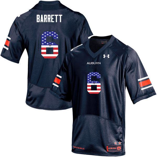 Men #6 Devan Barrett Auburn Tigers USA Flag Fashion College Football Jerseys-Navy